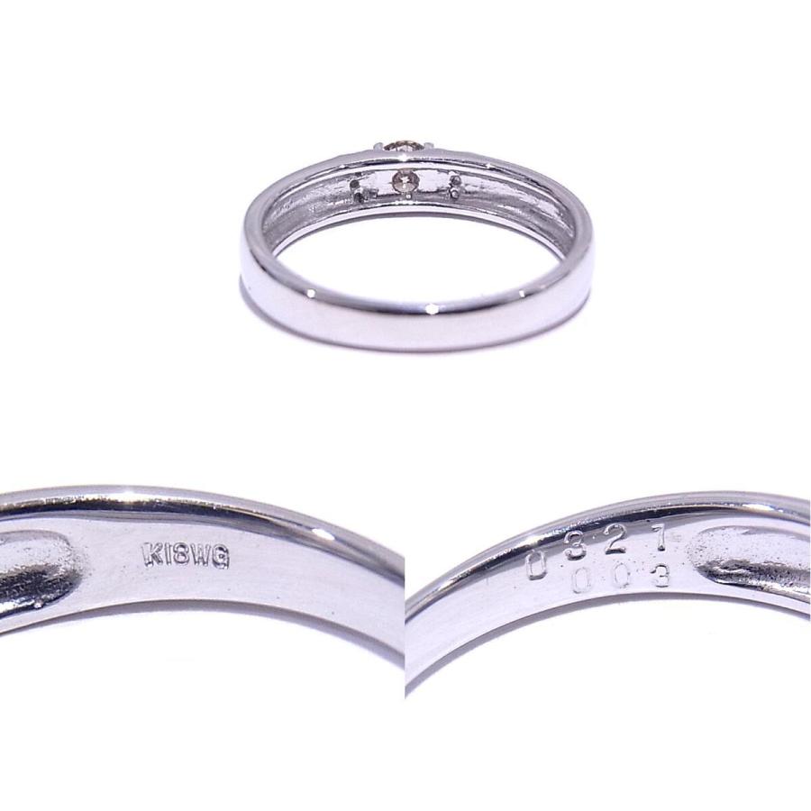 750 K18WG ホワイトゴールド 指輪 ダイヤモンドリング 中石0.321ct 脇  