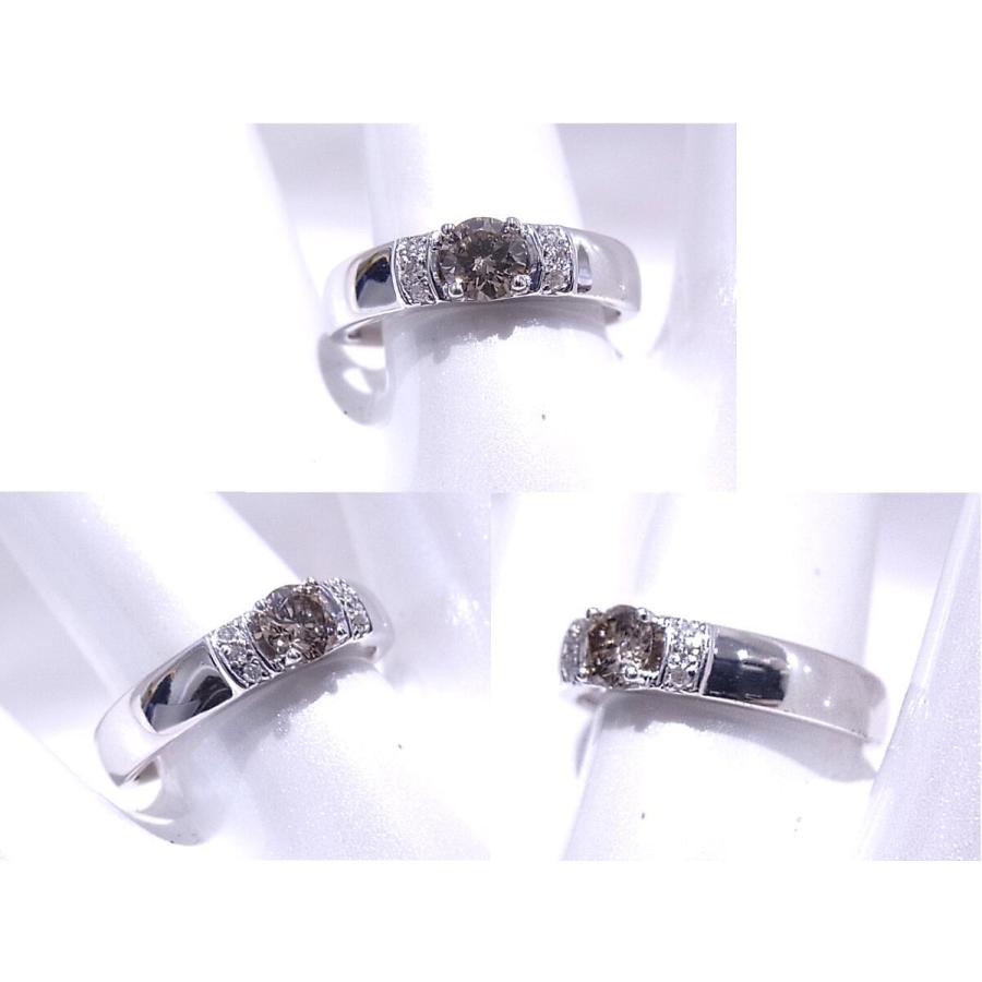 750 K18WG ホワイトゴールド 指輪 ダイヤモンドリング 中石0.321ct 脇  