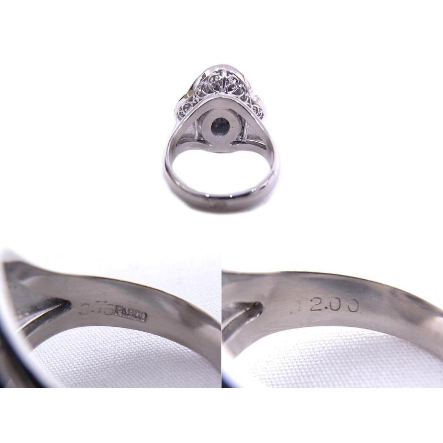 天然ブラックオパール 3.76ct リング 指輪 Pt900 プラチナ ダイヤ2.00