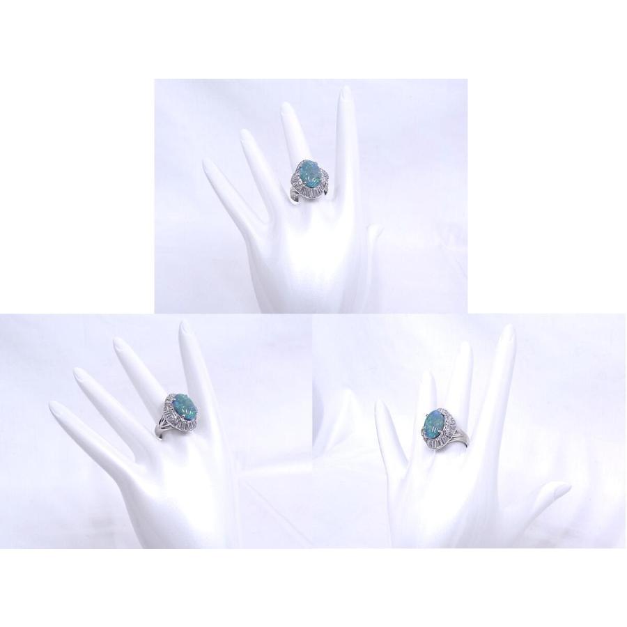 天然ブラックオパール 3.76ct リング 指輪 Pt900 プラチナ ダイヤ2.00
