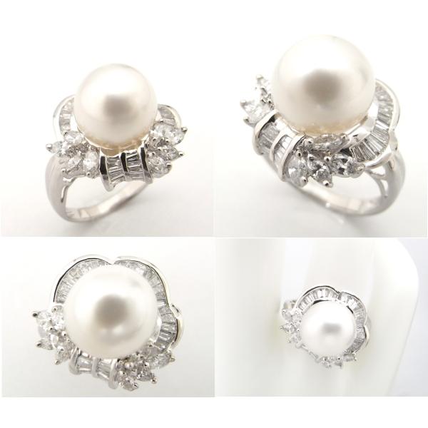 指輪 パールリング　11mm玉 ダイヤ　1.20ct　Pt900　プラチナ　リング 【中古】【程度A】【美品】【新品仕上げ済み】の画像