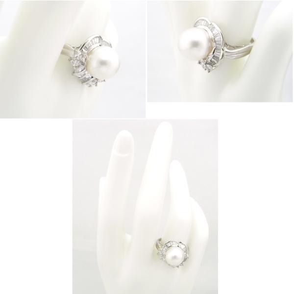 指輪 パールリング　11mm玉 ダイヤ　1.20ct　Pt900　プラチナ　リング 【中古】【程度A】【美品】【新品仕上げ済み】の画像
