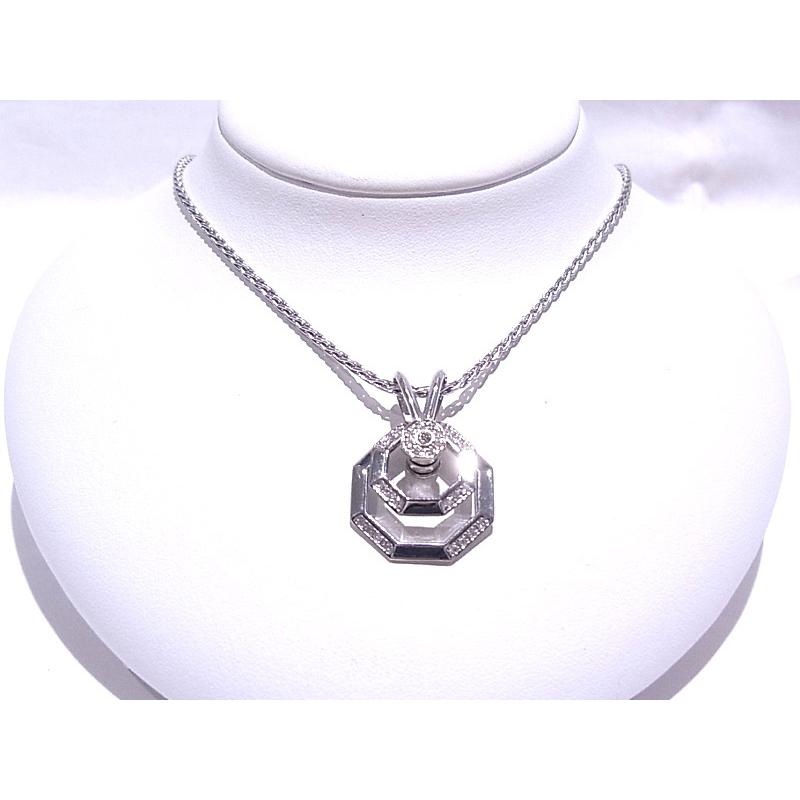 K18WG ホワイトゴールド ダイヤ 0.32ct スイングペンダントネックレス  