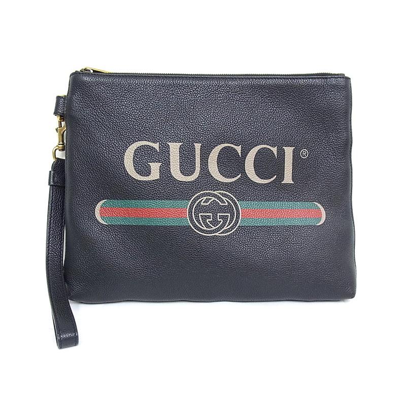 GUCCI~ クラッチバッグ ブラック レザー グッチ ロゴ セカンドバッグ