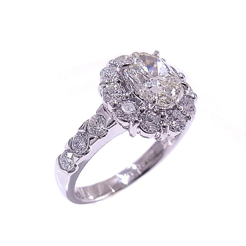 指輪 Pt900 プラチナ ダイヤリング 中央1.076ct 脇1.00ct 合計2.076ct 