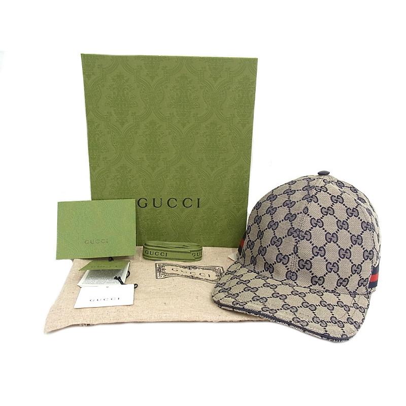 グッチ GUCCI メンズ レディース 帽子 ベースボールキャップ 696845・601491 GGキャンバス ベージュ  Lサイズ【未使用品】【極上美品】