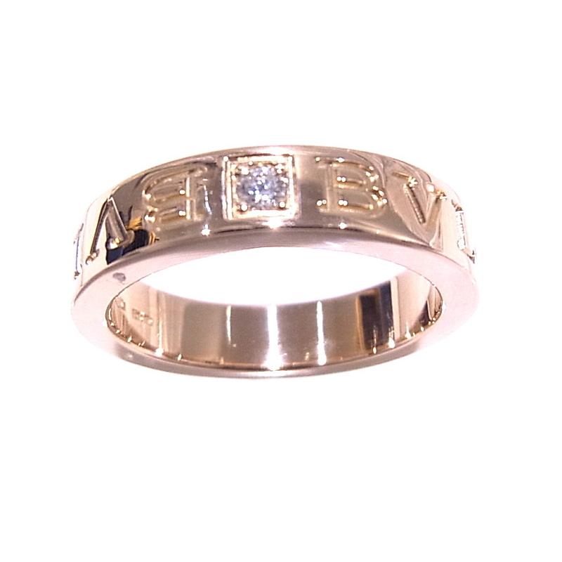 BVLGARI（ブルガリ） ダブルロゴリング 1Pダイヤ 750 18K PG ピンク 