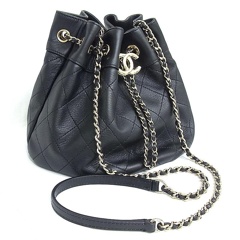 CHANEL シャネル マトラッセ 巾着バッグ ココマーク ラムスキン CHANEL シャネル マトラッセ 巾着バッグ ココマーク ラムスキン
