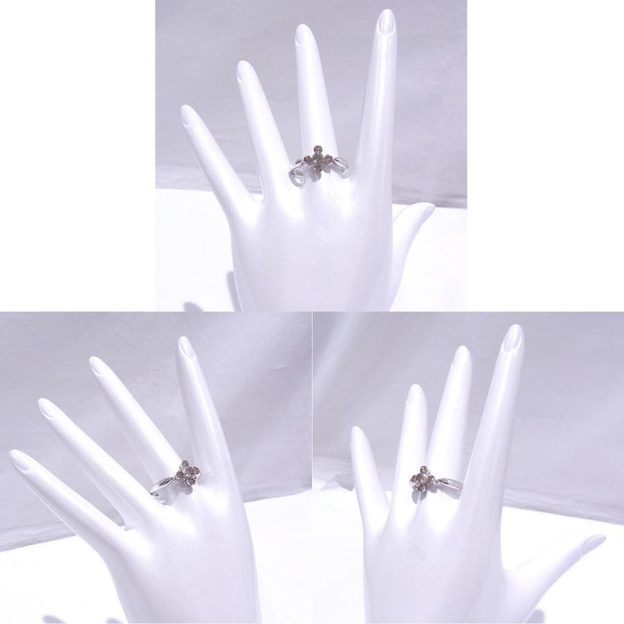 750 K18 WG ホワイトゴールド 指輪 ダイヤ合計0.75ct ブラウンダイヤ 