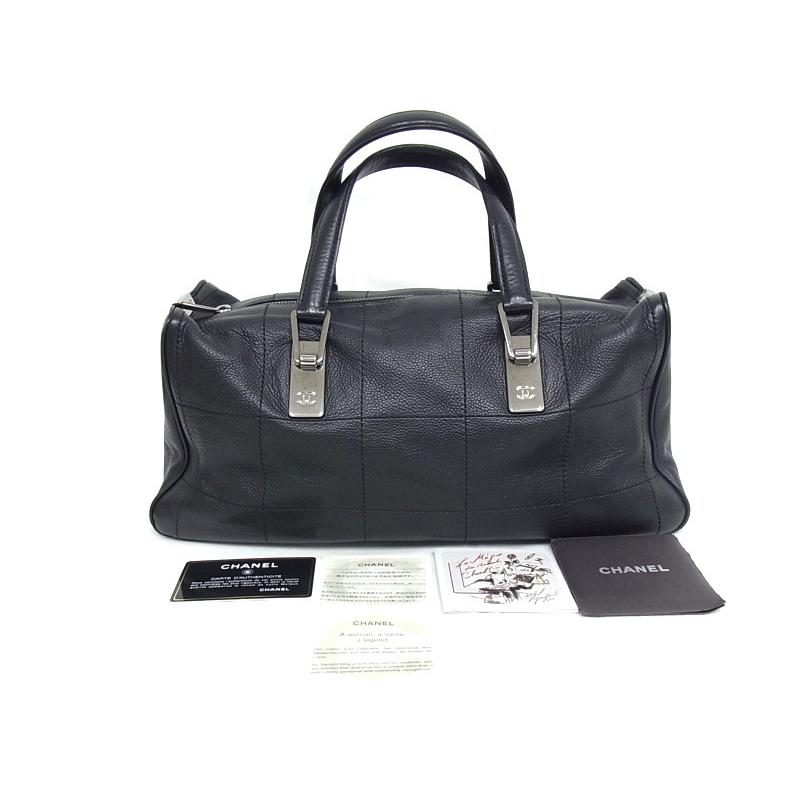 CHANEL シャネル CHANEL ミニボストン チョコバーステッチ ブラック  