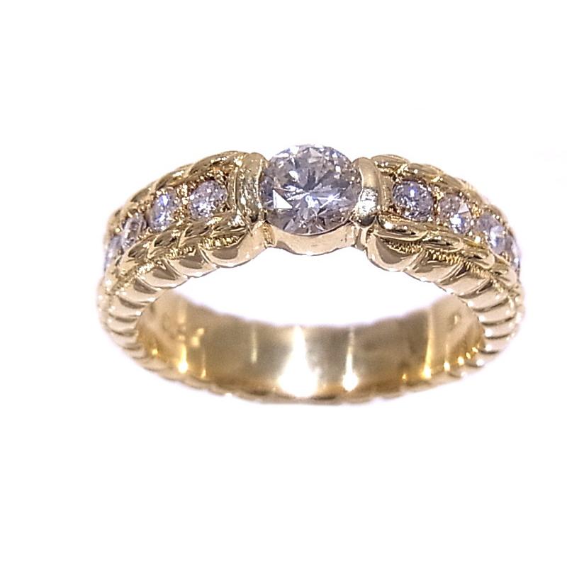 指輪 K18YG イエローゴールド ダイヤモンドリング 合計0.57ct 【中古  