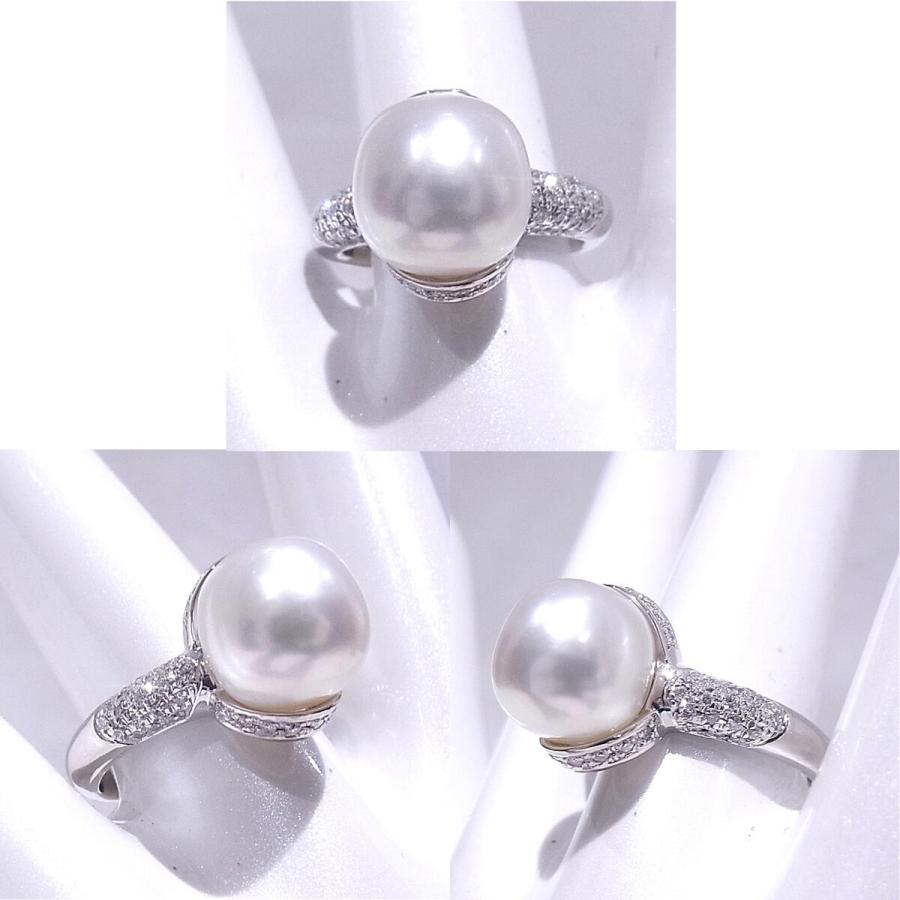 指輪 パールリング　10.8mm玉 ダイヤ　0.27ct　Pt900　プラチナ　リング 【中古】【程度A】【美品】の画像