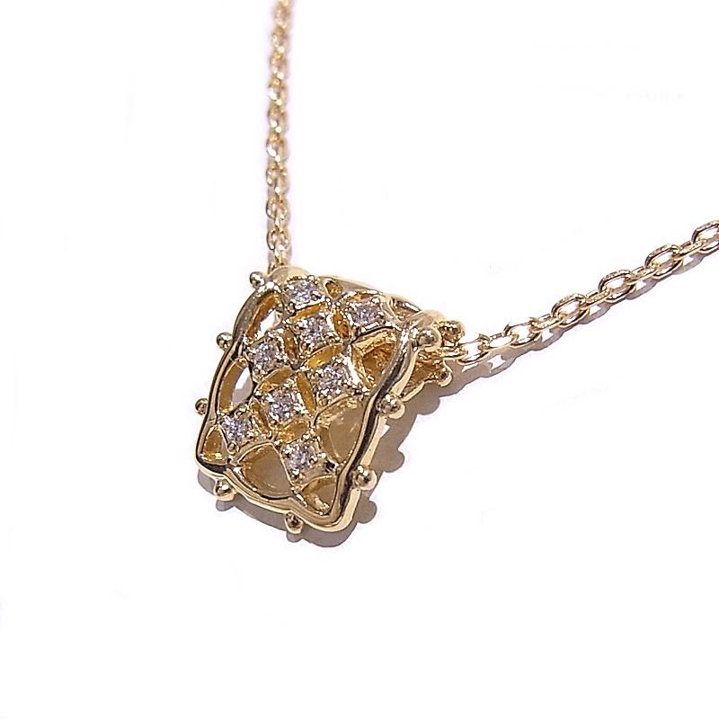 ネックレス 750 K18YG イエローゴールド ダイヤモンド 合計0.05ct デザインネックレス【中古】【程度A】【ノーブランド】の画像