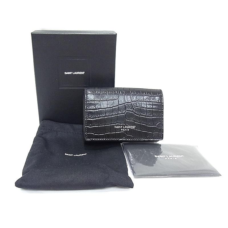 SAINT LAURENT サンローラン 3つ折り財布 コンパクト クロコ型 SAINT LAURENT サンローラン 3つ折り財布 コンパクト クロコ型