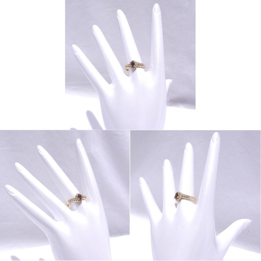 指輪　750　K18　YG　イエローゴールド ノーブランド　リング　ガーネット/ダイヤ 【中古】【程度A】【美品】の画像