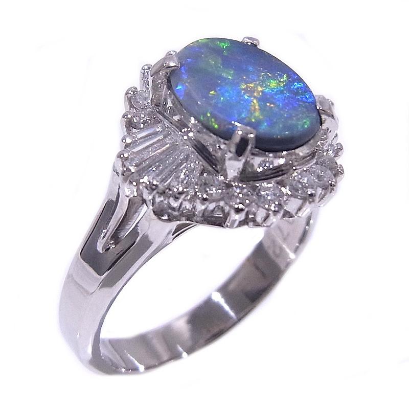 ブラックオパール　0.72ct　リング　指輪 Pt900　プラチナ　ダイヤ　0.41ct 【中古】【程度A+】【新品仕上げ済み】の画像