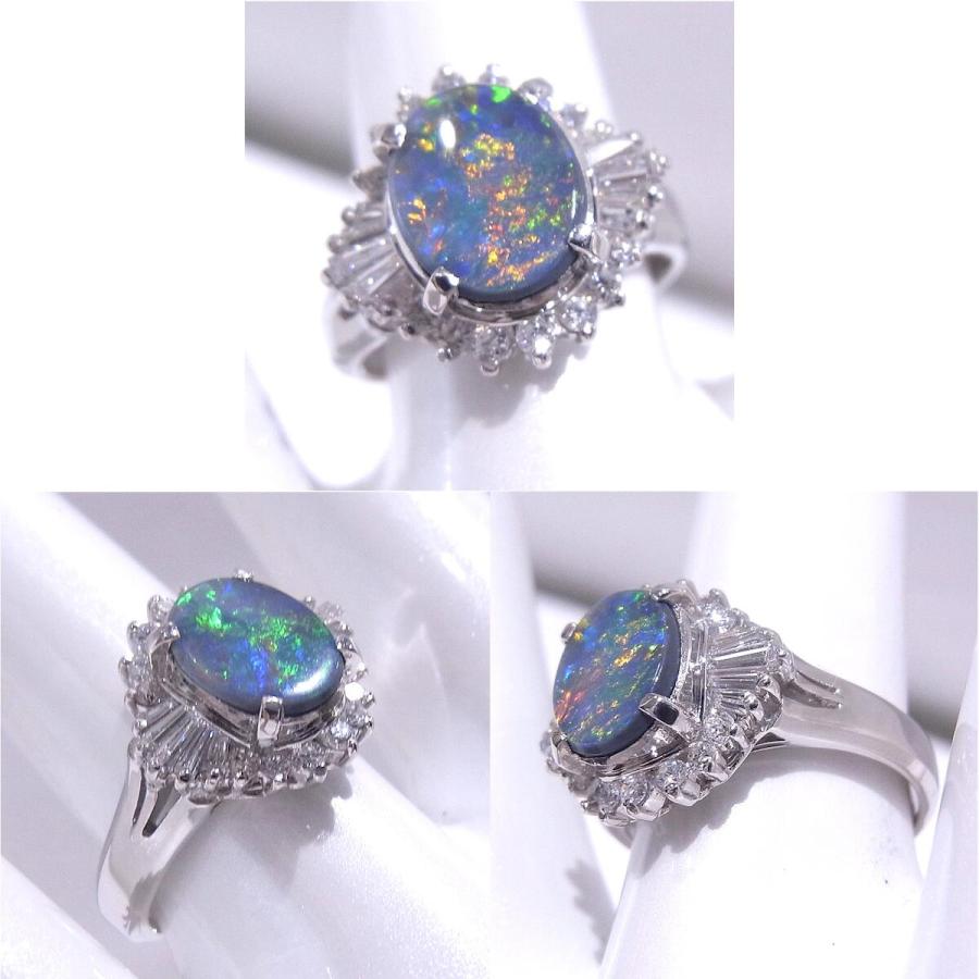 ブラックオパール　0.72ct　リング　指輪 Pt900　プラチナ　ダイヤ　0.41ct 【中古】【程度A+】【新品仕上げ済み】の画像