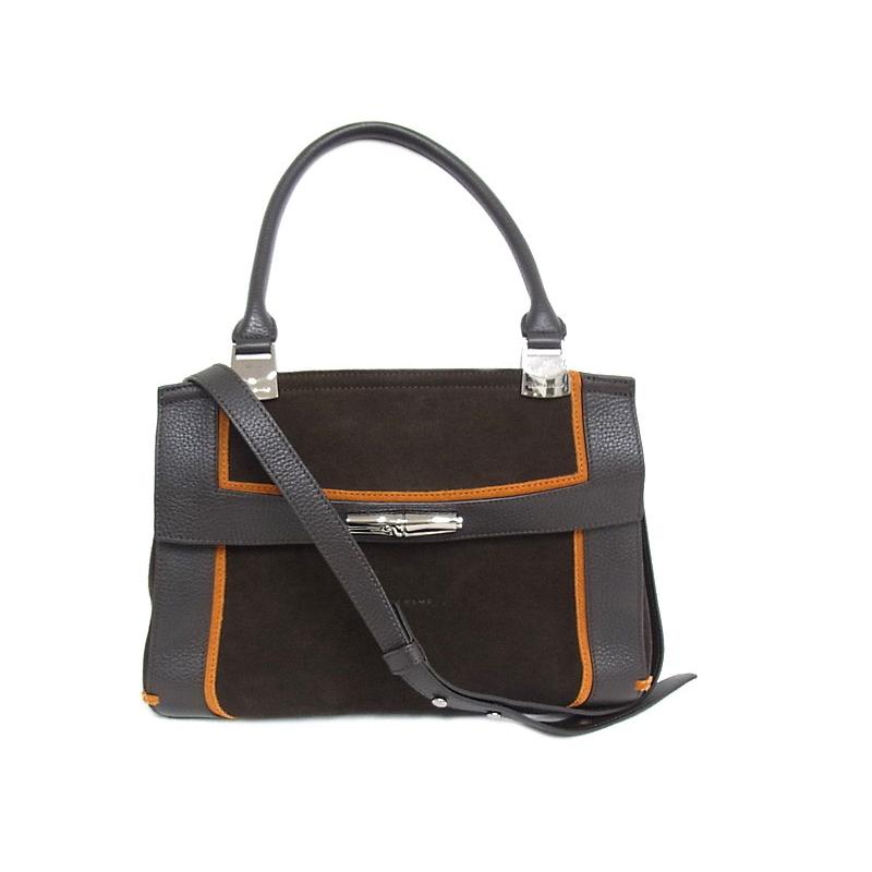 LONGCHAMP ロンシャン マドレーヌ レザー/スエード レディース こげ茶 