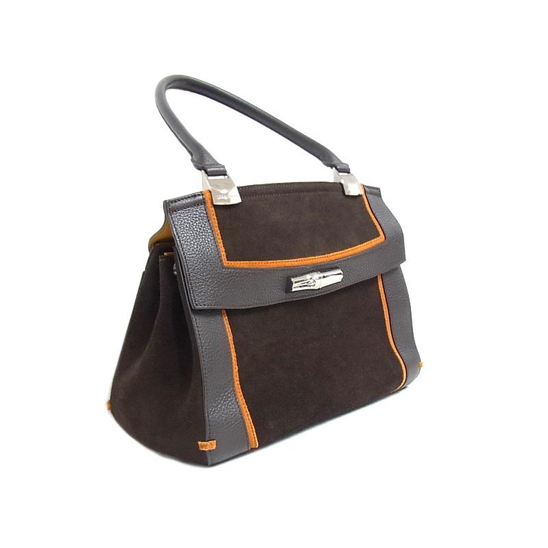 LONGCHAMP ロンシャン マドレーヌ レザー/スエード レディース こげ茶 