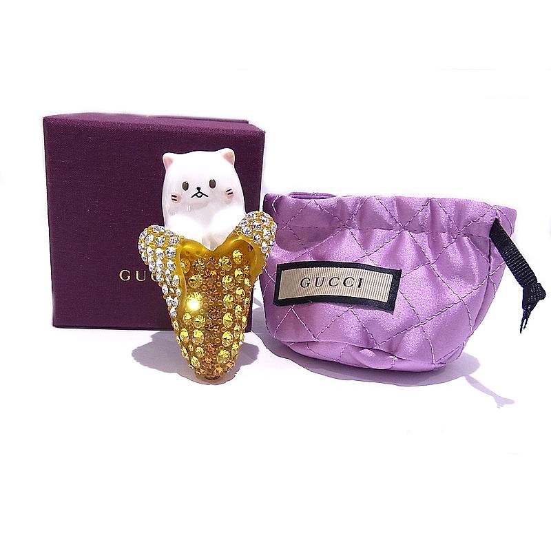 グッチ GUCCI ブローチ ばなにゃコラボ クリスタルブローチ ピン