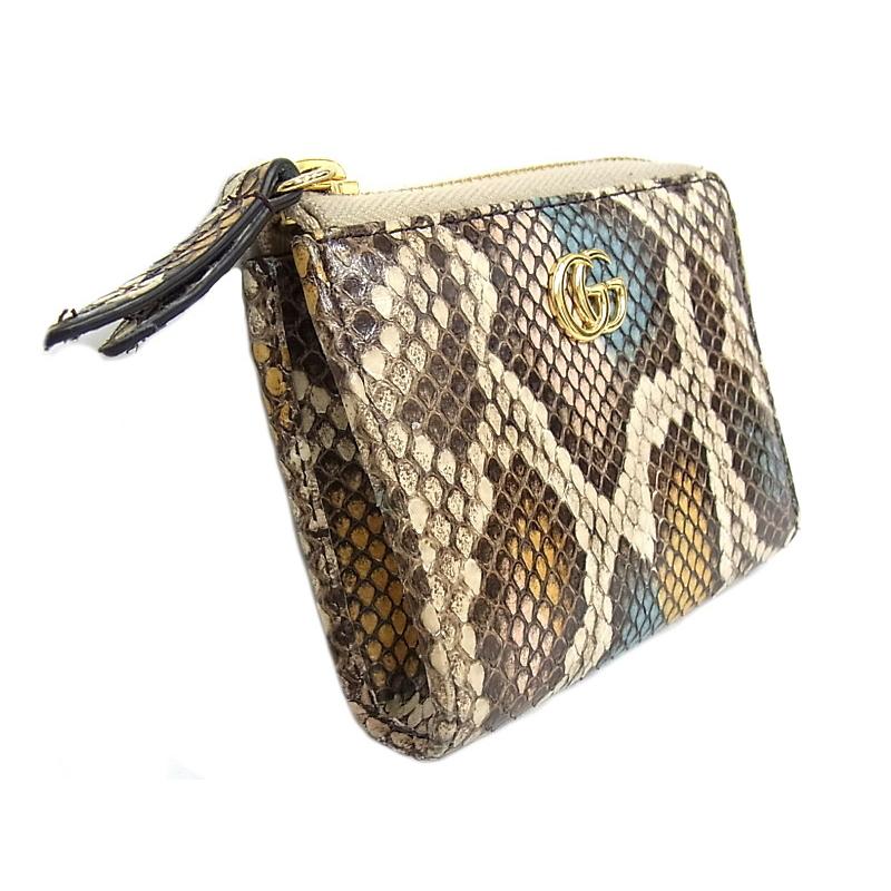 グッチ GUCCI コンパクト財布 コインケース L字ファスナー パイソン GG 