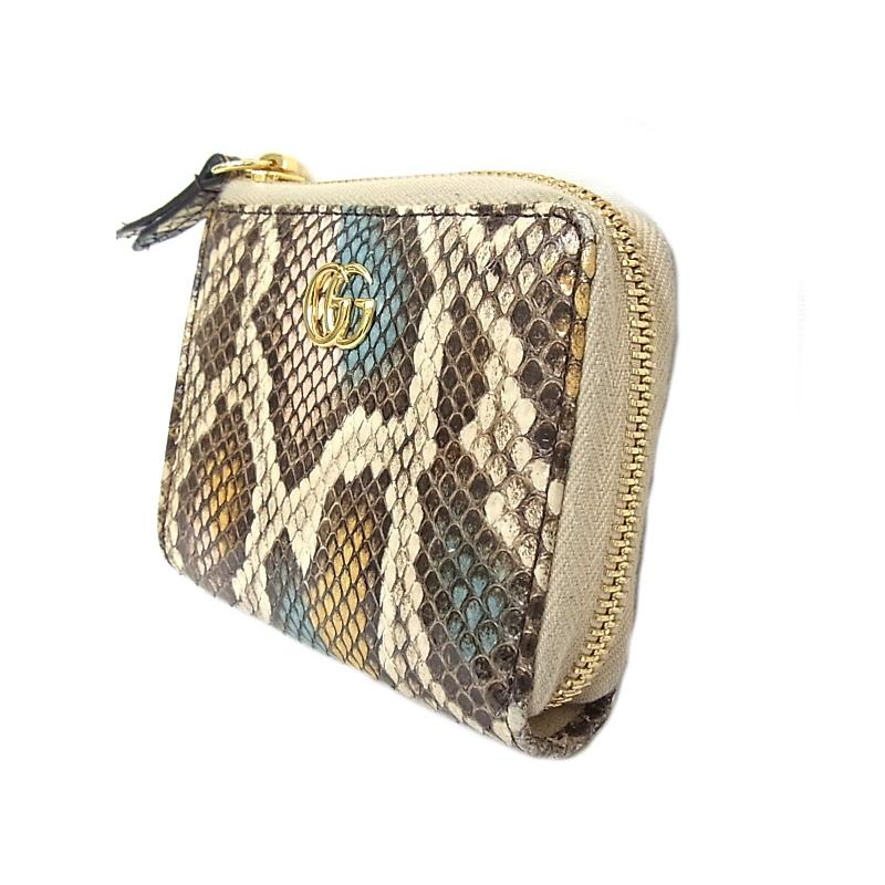 グッチ GUCCI コンパクト財布 コインケース L字ファスナー パイソン GG 
