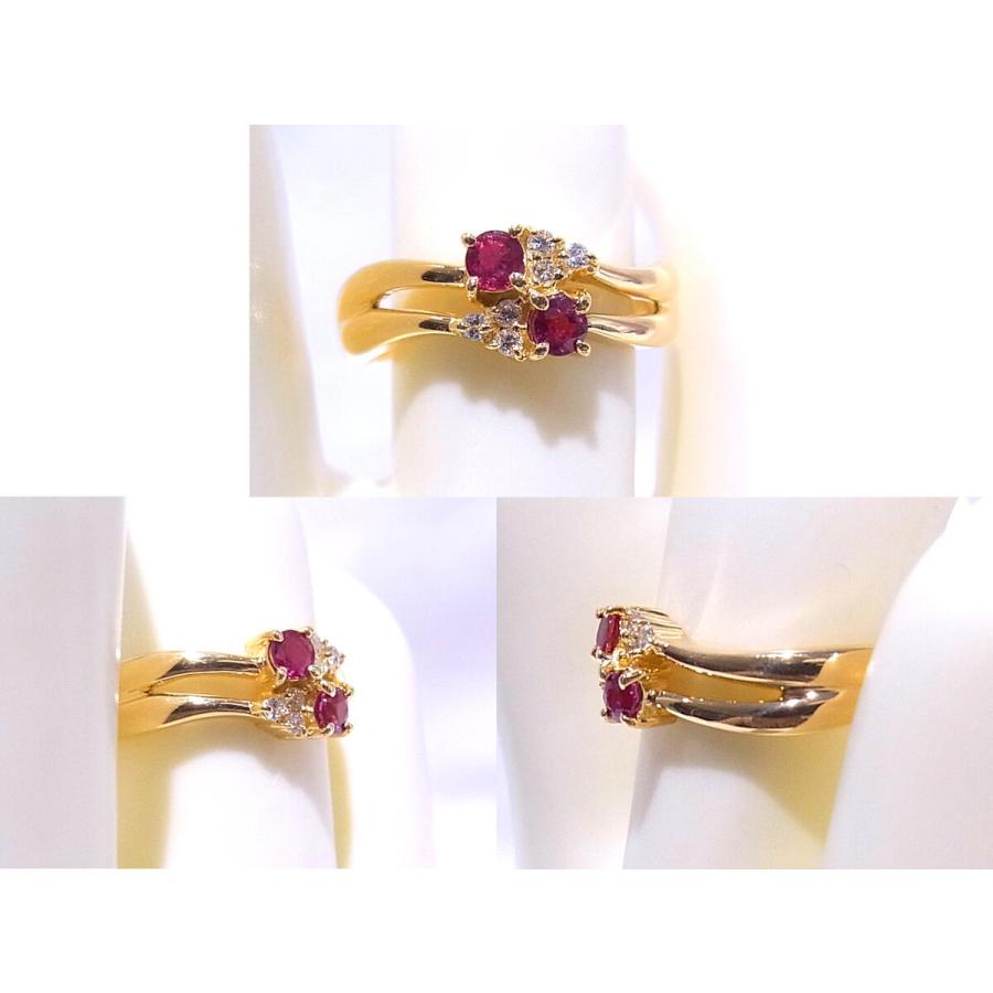 指輪　750　K18　YG　イエローゴールド ノーブランド　リング　ルビー/ダイヤ 【中古】【程度A】【美品】の画像