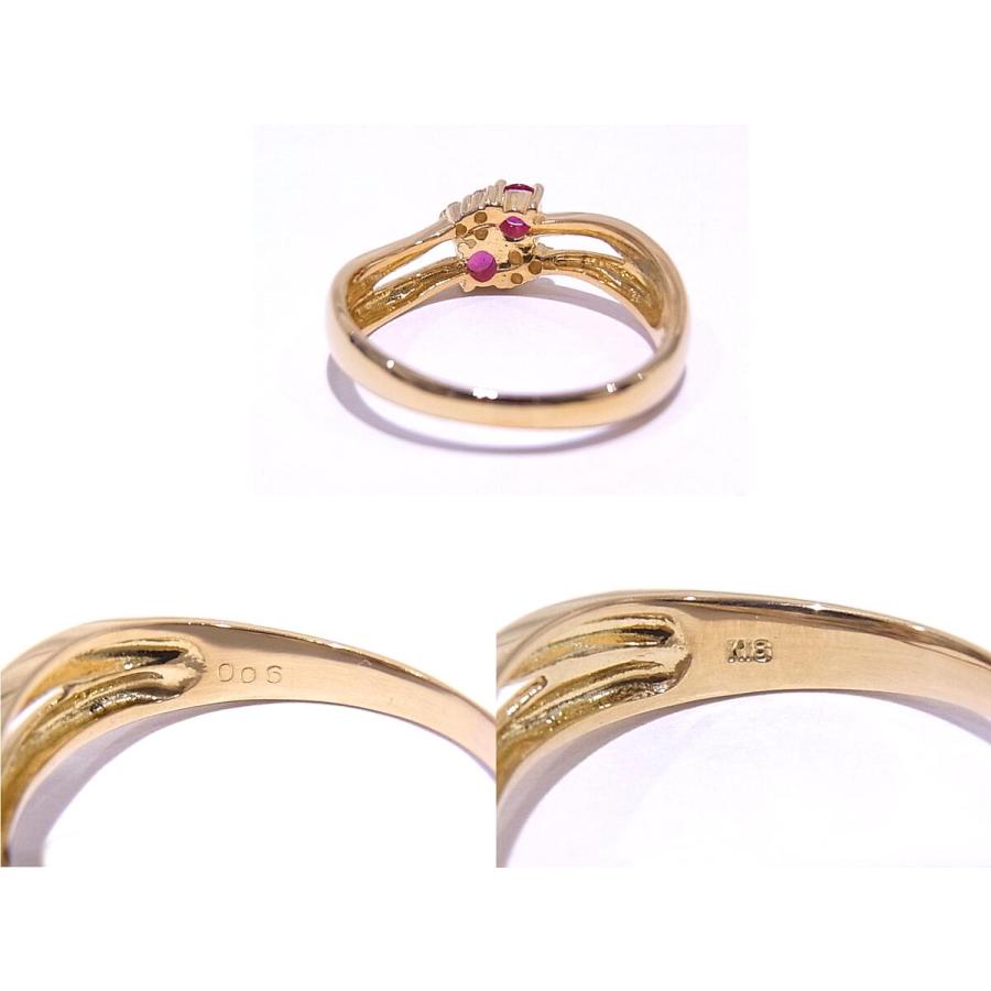 指輪　750　K18　YG　イエローゴールド ノーブランド　リング　ルビー/ダイヤ 【中古】【程度A】【美品】の画像