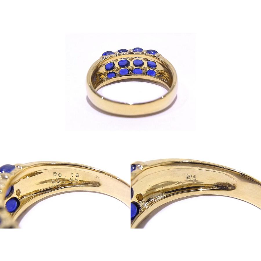 指輪　750　K18　YG　イエローゴールド ノーブランド　リング　サファイア　ダイヤ 【中古】【程度A】【美品】の画像