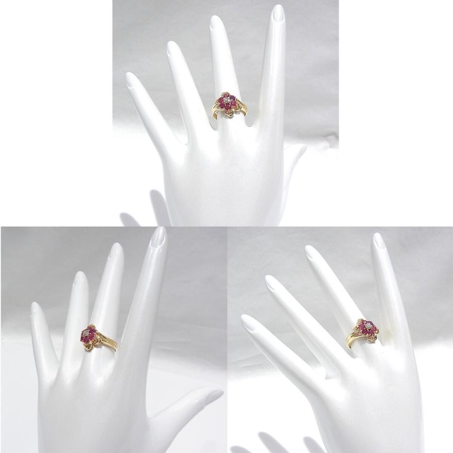 指輪　750　K18　YG　イエローゴールド ノーブランド　リング　ルビー/ダイヤ 【中古】【程度A】【美品】の画像