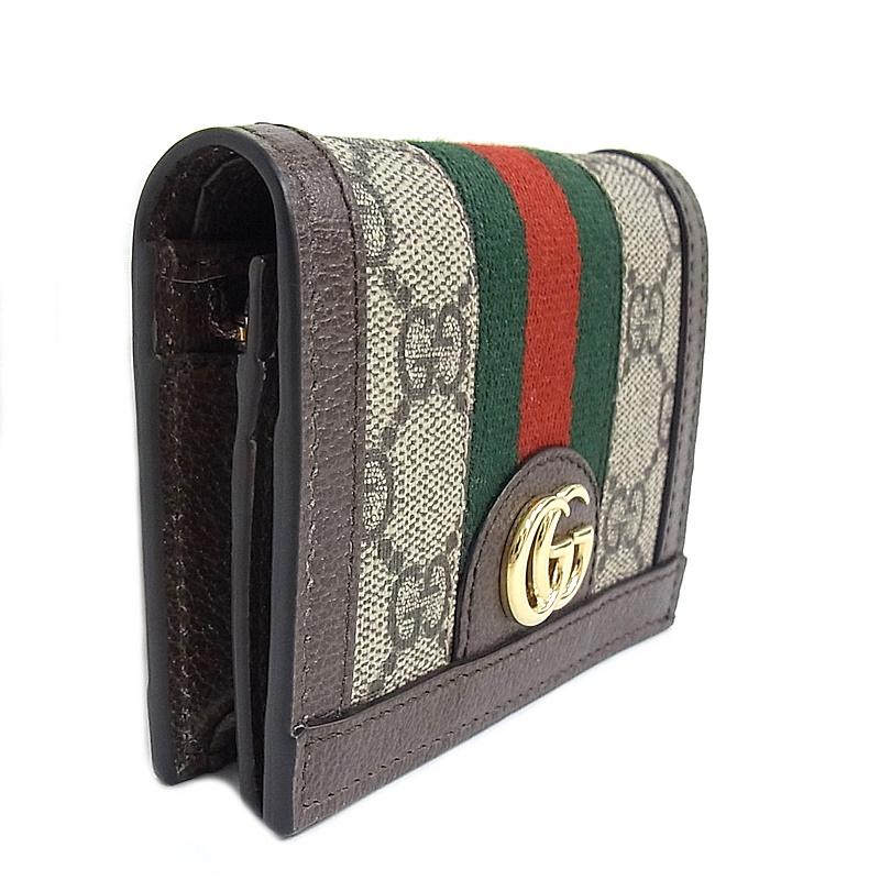 o65　GUCCI　グッチ　オフィディア　二つ折り財布　シェリーライン GUCCI グッチ 2つ折り財布 ホックボタン開閉式 GGスプリーム