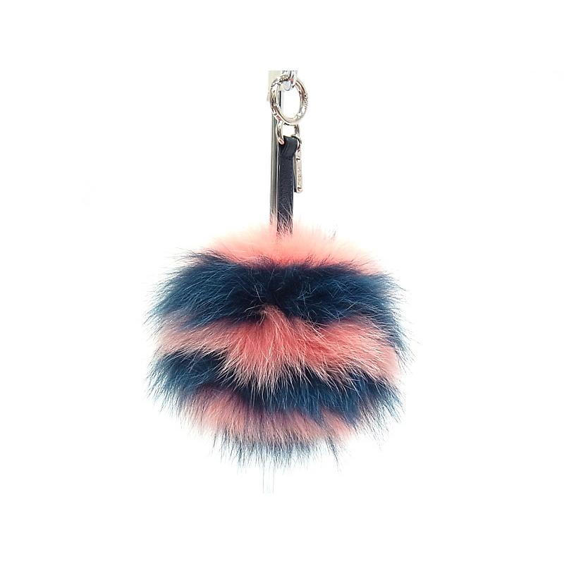FENDI フェンディ ポンポン バッグチャーム ピンク×ブルー