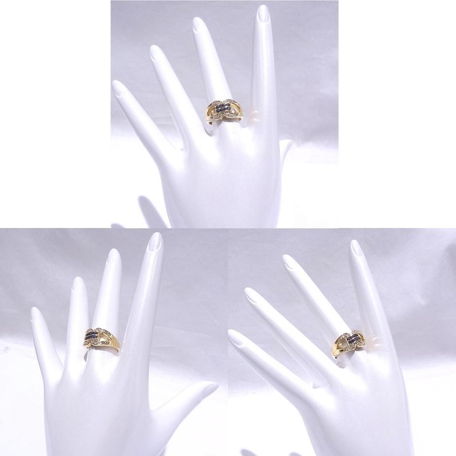 指輪　750　K18　YG　イエローゴールド ノーブランド　リング　サファイア　ダイヤ 【中古】【程度A】【美品】の画像