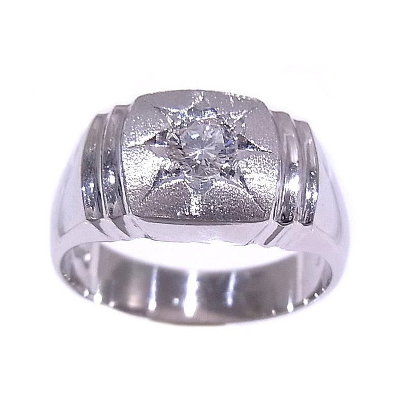 Pt900 プラチナ 指輪 印台 ノーブランド リング ダイヤ 0.26ct 【中古 