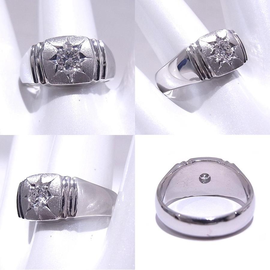 Pt900 プラチナ 指輪 印台 ノーブランド リング ダイヤ 0.26ct 【中古 