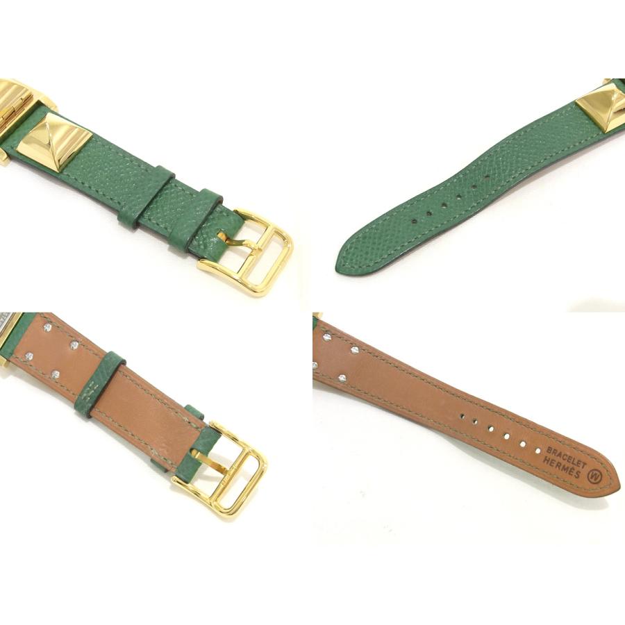 HERMES エルメス メドール グリーン レザーベルト 〇W番