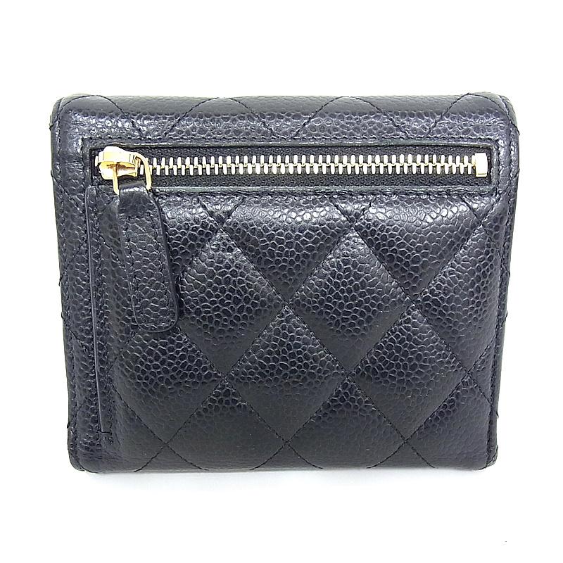 CHANEL シャネル 三つ折り財布 キャビアスキン AP0231 ブラック  