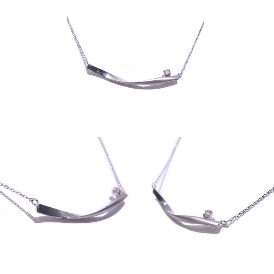K10WG ホワイトゴールド ダイヤモンド0.03ct デザインネックレス