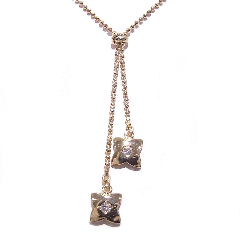 ネックレス 750 K18YG イエローゴールド ダイヤモンド0.03ct フラワー 