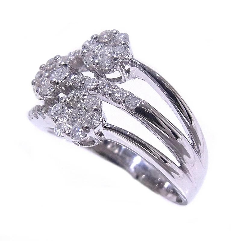 指輪 K14WG ホワイトゴールド ノーブランド リング ダイヤ 0.57ct 