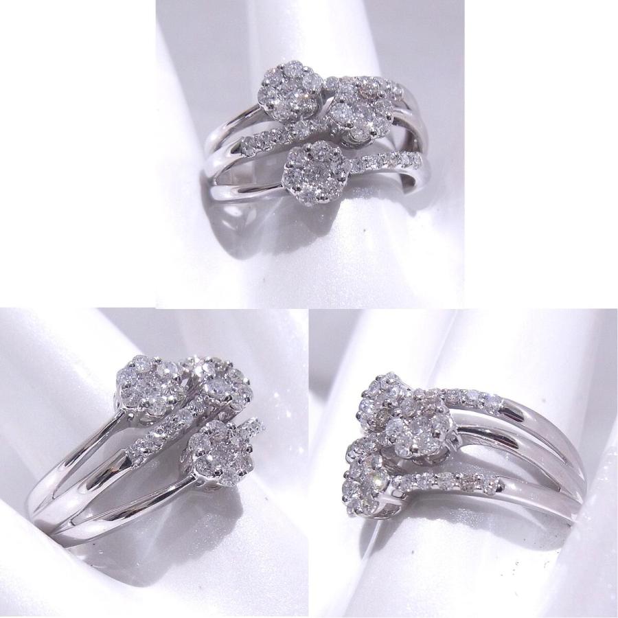 指輪 K14WG ホワイトゴールド ノーブランド リング ダイヤ 0.57ct 