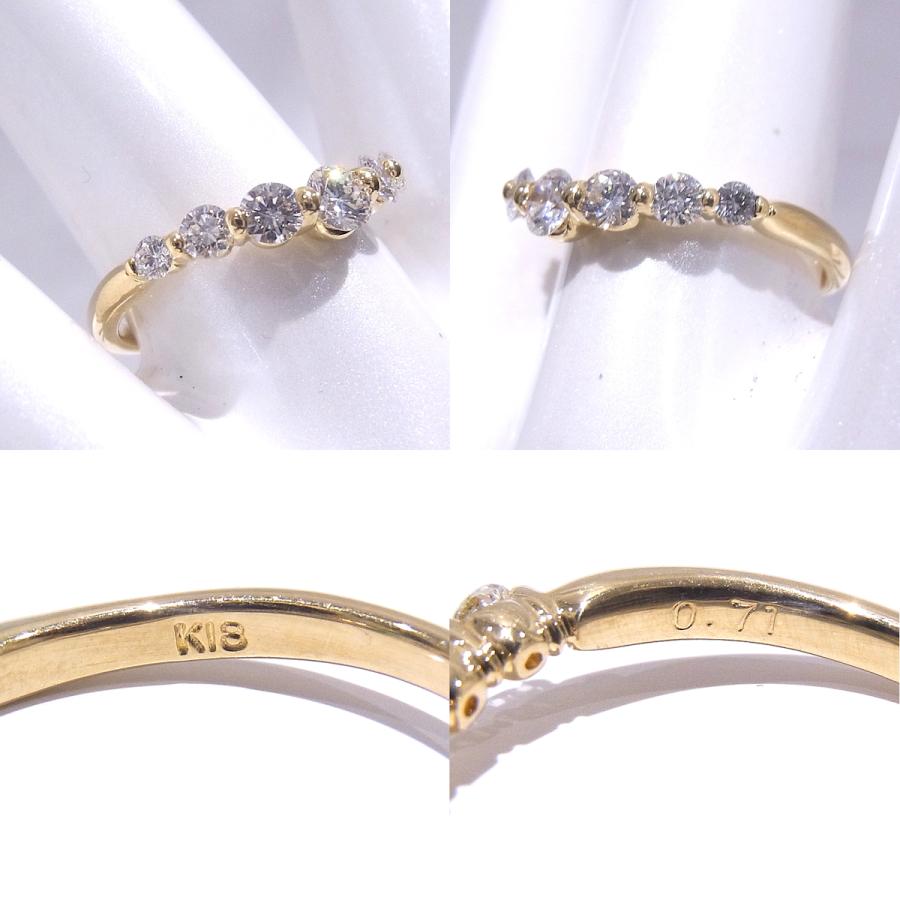 750　K18　YG　イエローゴールド 指輪 ダイヤ合計0.71ct　ノーブランド　リング 【中古】【程度A】【美品】の画像