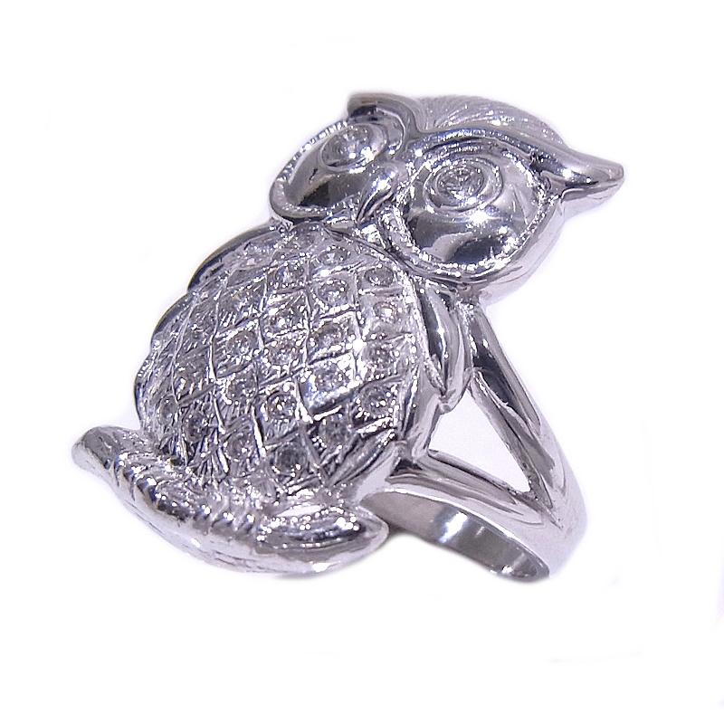 指輪　750　K18WG　ホワイトゴールド フクロウデザイン　リング ダイヤモンド　梟 Owl 【中古】【程度A】【美品】の画像