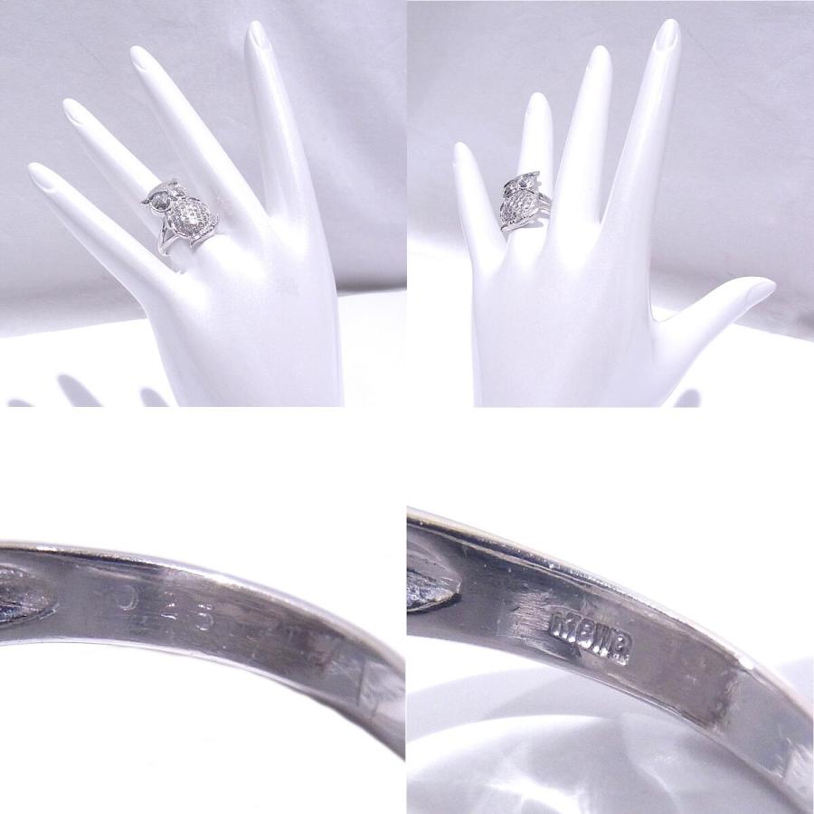 指輪　750　K18WG　ホワイトゴールド フクロウデザイン　リング ダイヤモンド　梟 Owl 【中古】【程度A】【美品】の画像
