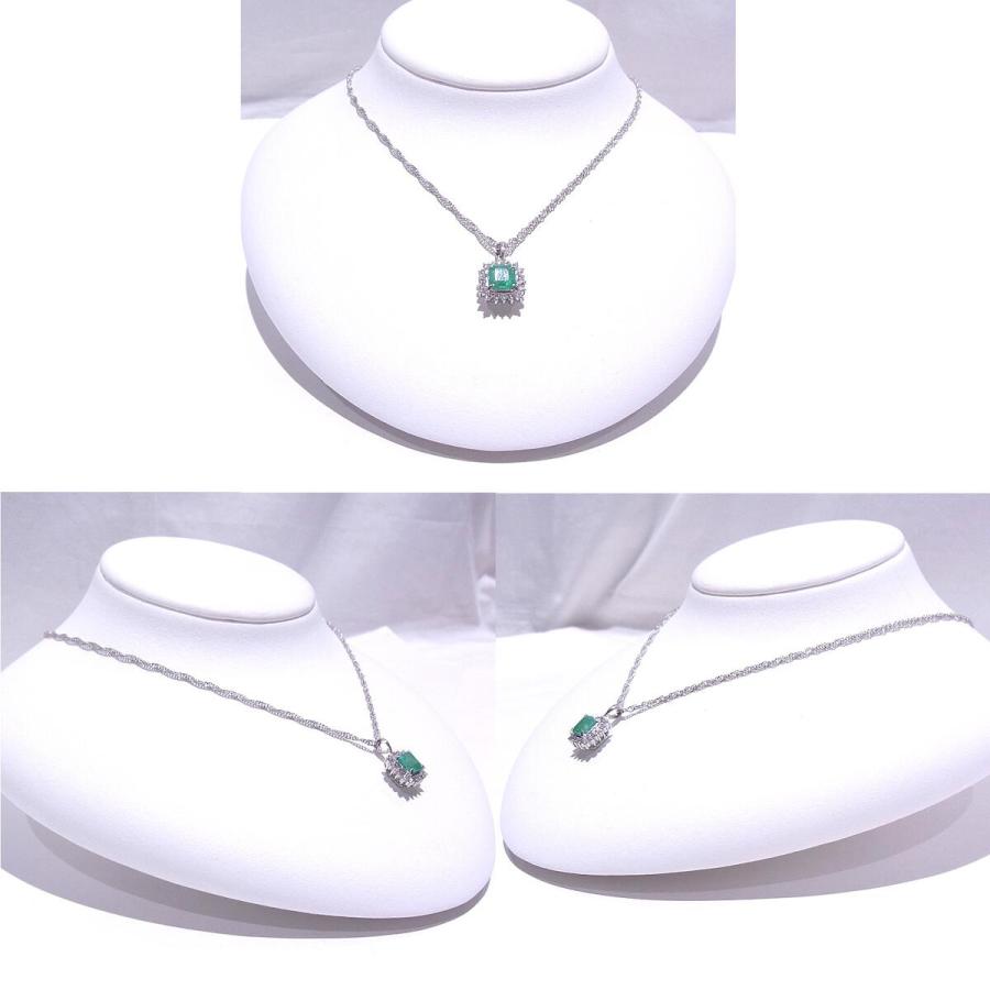 Pt850/Pt900 プラチナ エメラルド ダイヤ ネックレス エメラルド1.2ct ダイヤ0.36ct【中古】【程度A+】【極上美品】【ノーブランド】の画像