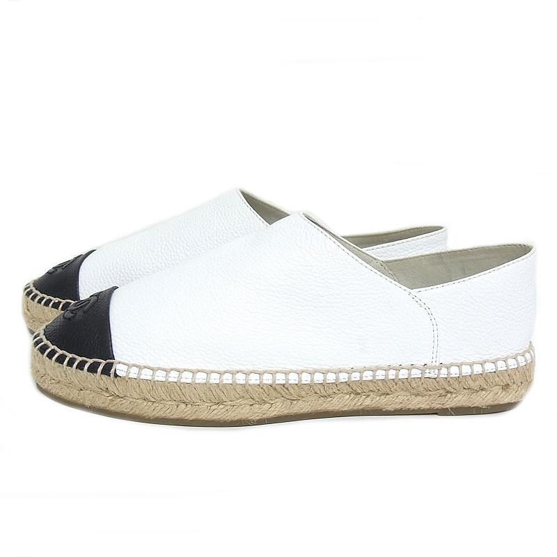【シャネル】エスパドリーユ 38 ココマーク フラットシューズ　キャンバス CHANEL（シャネル） フラットシューズ レディース #38 靴 ココマーク
