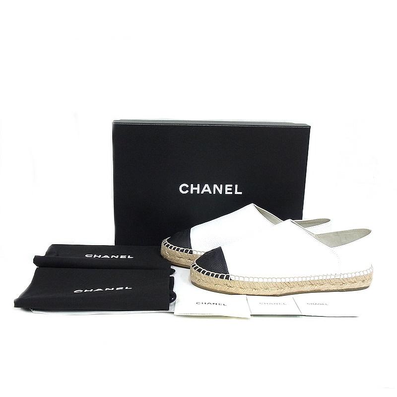 ま*読様 CHANEL エスパドリーユ　38 ストロー素材 CHANEL エスパドリーユ38 ストロー素材