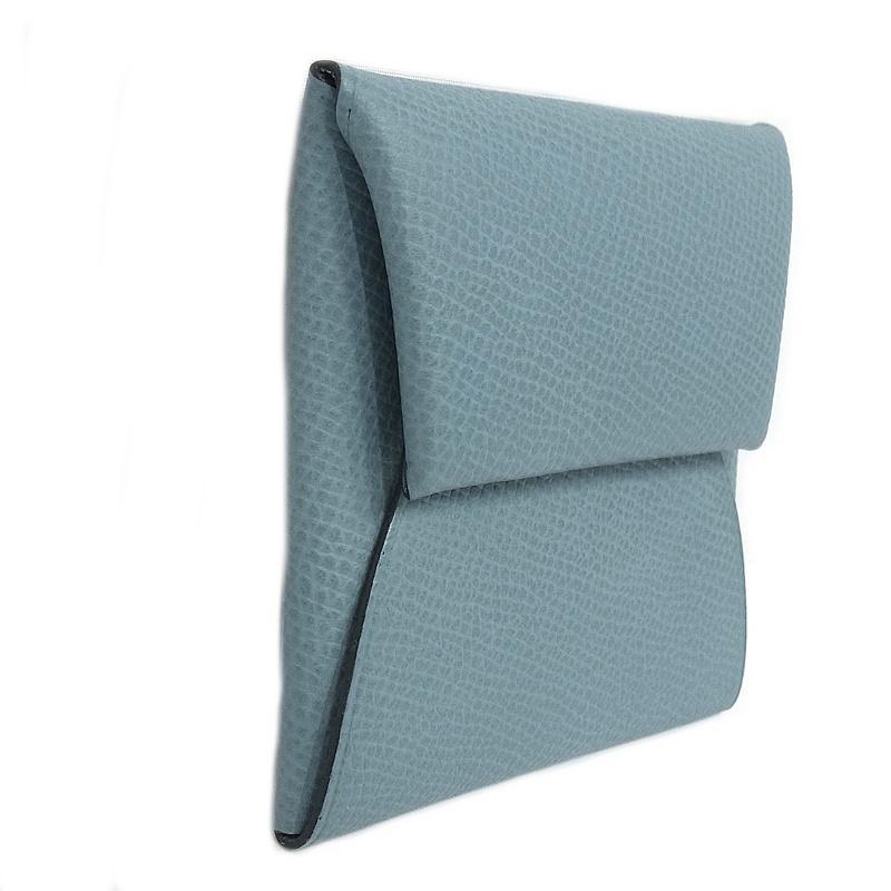 HERMES（エルメス） バスティア コインケース ブルー シルバー金具 □K