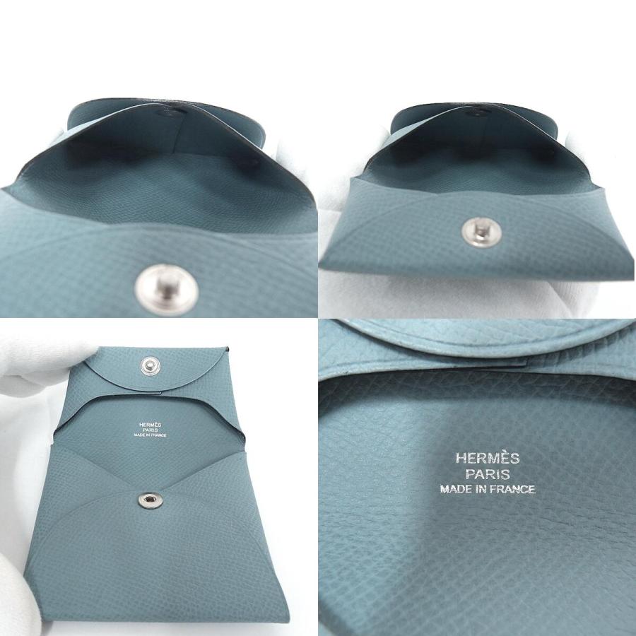 HERMES（エルメス） バスティア コインケース ブルー シルバー金具 □K