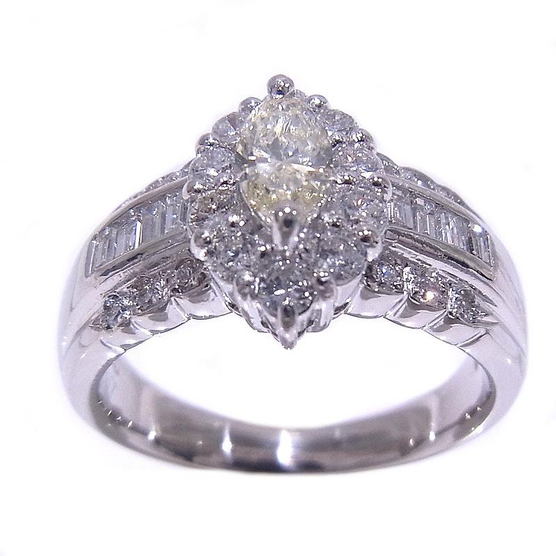 指輪 Pt900 プラチナ ダイヤリング イエローダイヤ 0.317ct メレ 